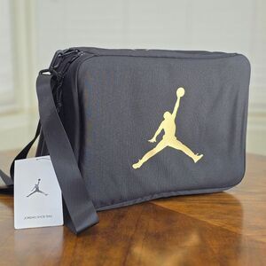 Nike Air Jordan Black Gold Shoe Bag Soft Case Jumpman Zipper Closure Brand New